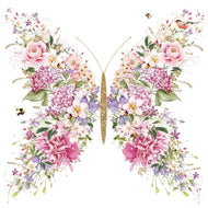 Guardanapo para Decoupage Ambiente 33x33cm com 2 Unidades - Borboleta Rosas e Flores