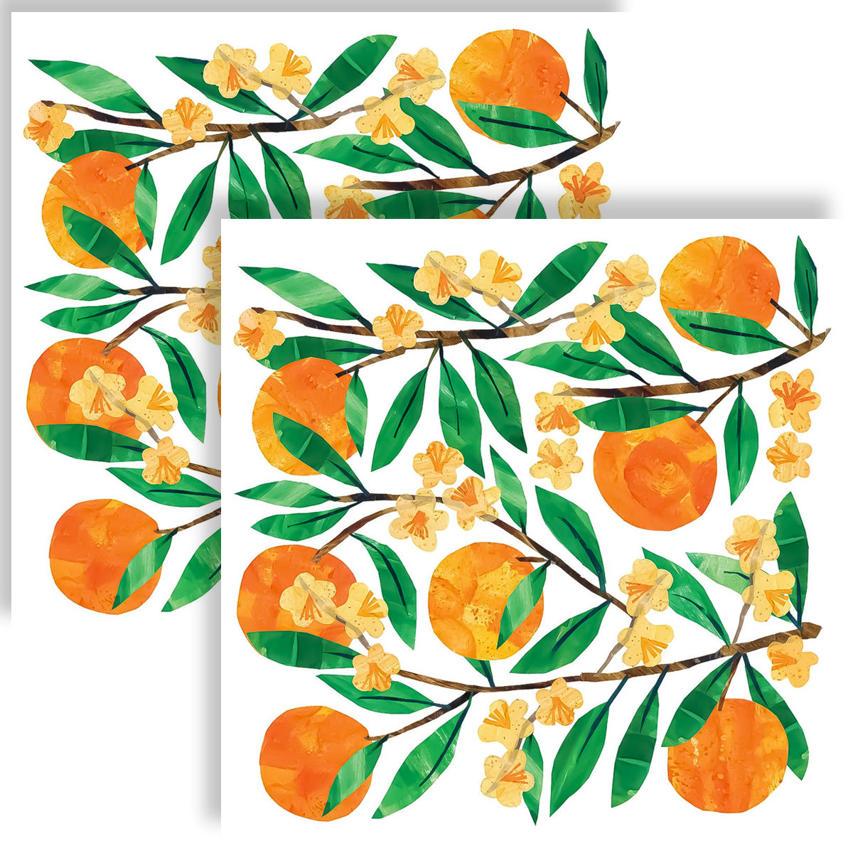 Guardanapo para Decoupage Ambiente 33x33cm com 2 Unidades - Galhos e Tangerina