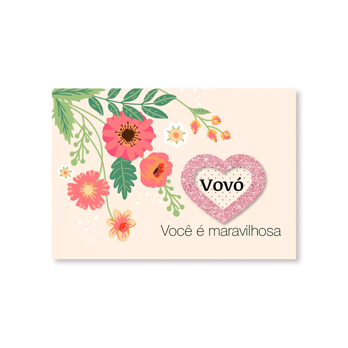 Cartão Mix Avó Flores Salmão - Fina Ideia - 11×15,5cm com Envelope