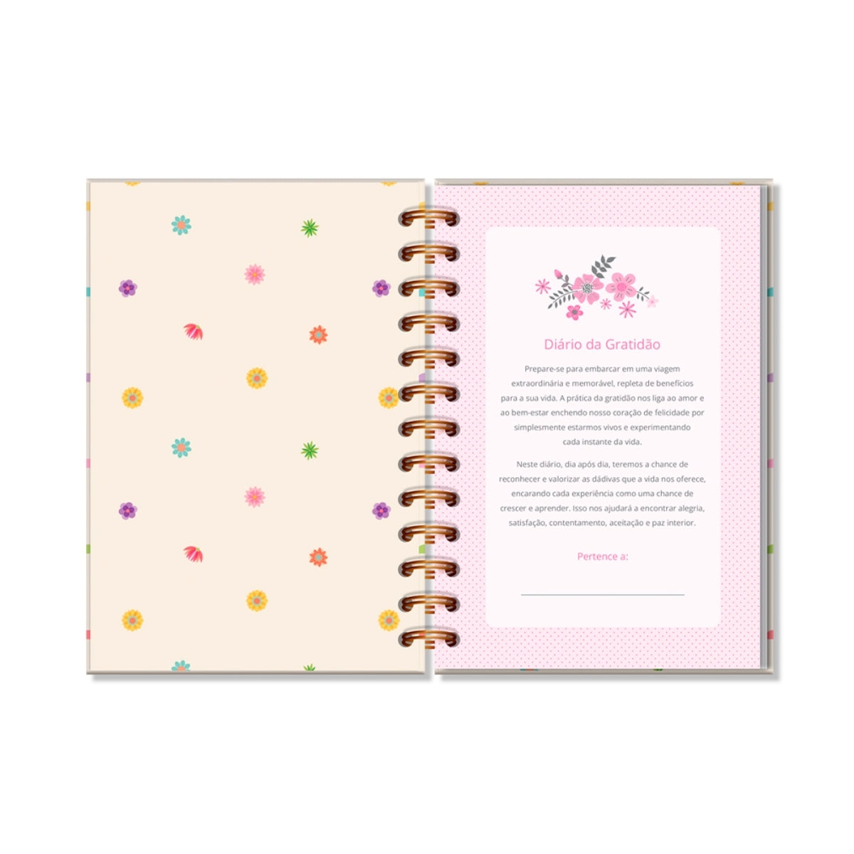 Diário Gratidão Flores para Você 11,8x17,5cm com 80 Folhas - Fina Ideia