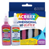 Estojo Tinta Dimensional Acrilex Glitter 20ml com 6 Cores