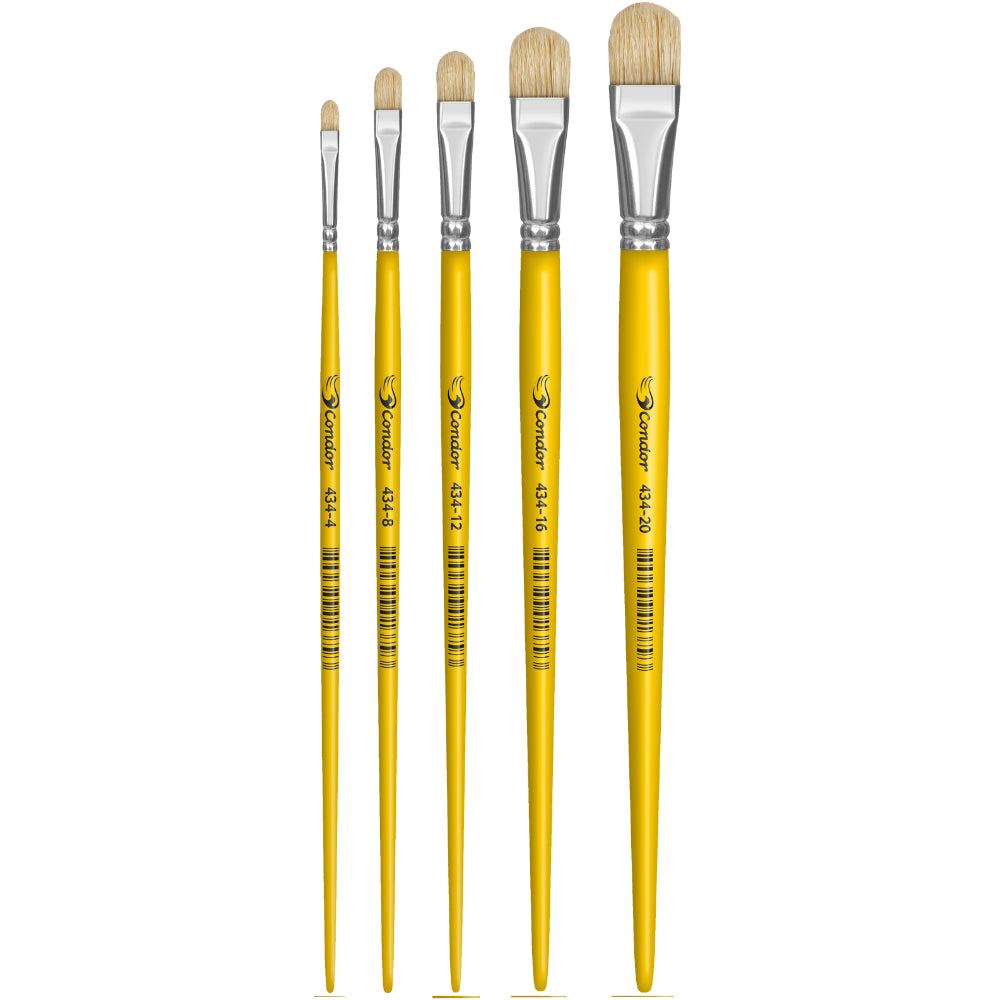 Pincel Condor 434 Língua de Gato Pelo Natural Cabo Longo