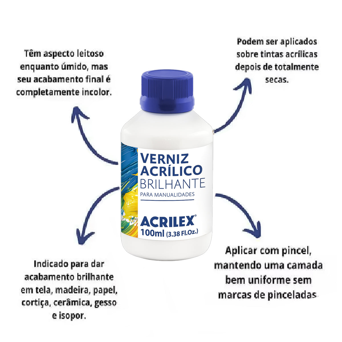 Verniz Acrilico Brilhante Acrilex  [TAMANHO: 100ML]