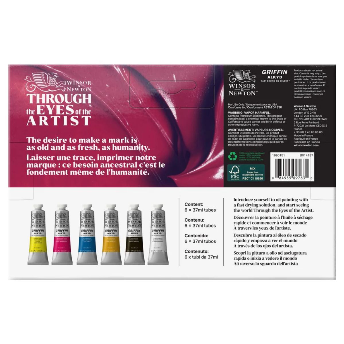 Kit de Tinta Óleo Griffin Winsor & Newton 37ml com 6 Cores