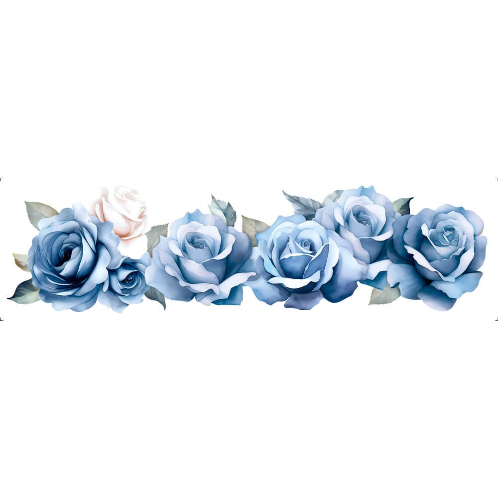 Transfer de Imagem Têxtil Barra Lili - Rosas Azuis 24x7cm para Artesanato e Customização em Tecido Ttb4l-006 - Litoarte