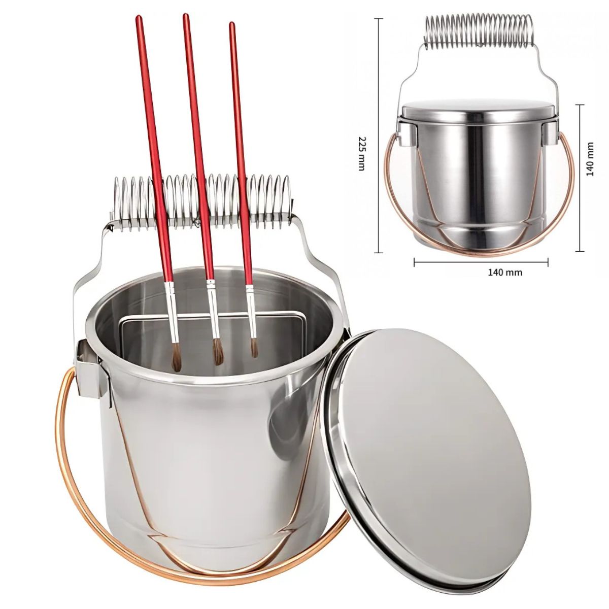 Balde para Lavar Pincel Sinoart Master Aço Inox