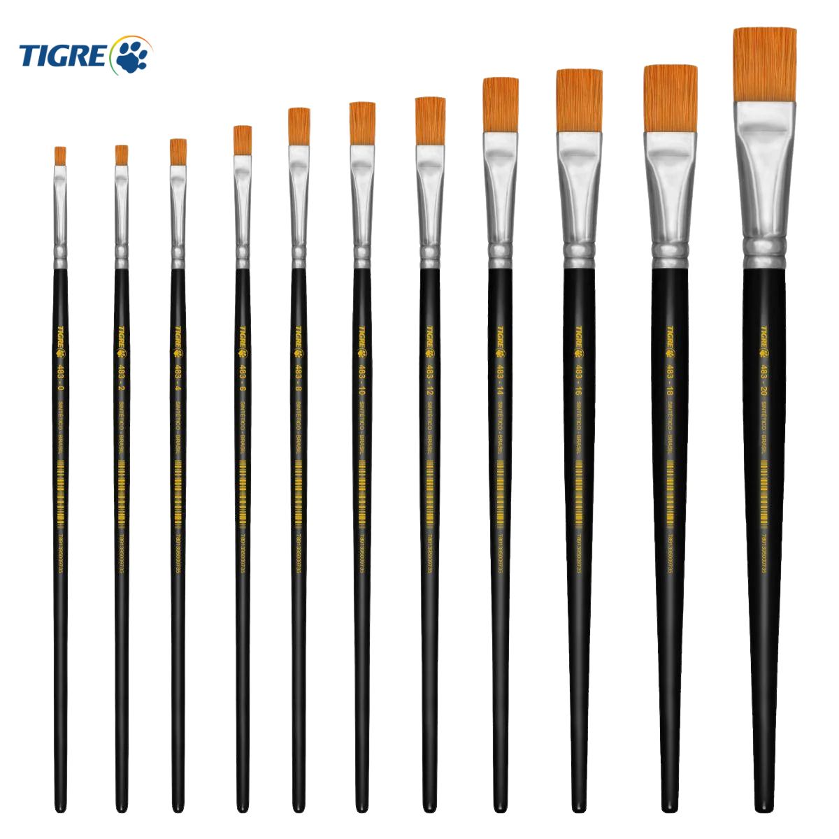 Pincel Chato Tigre 483 Sintético