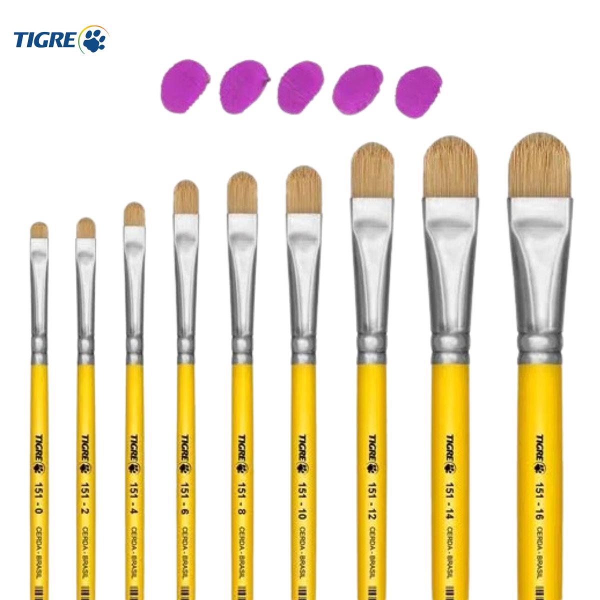 Pincel Chato Tigre 151 Língua de Gato Filbert