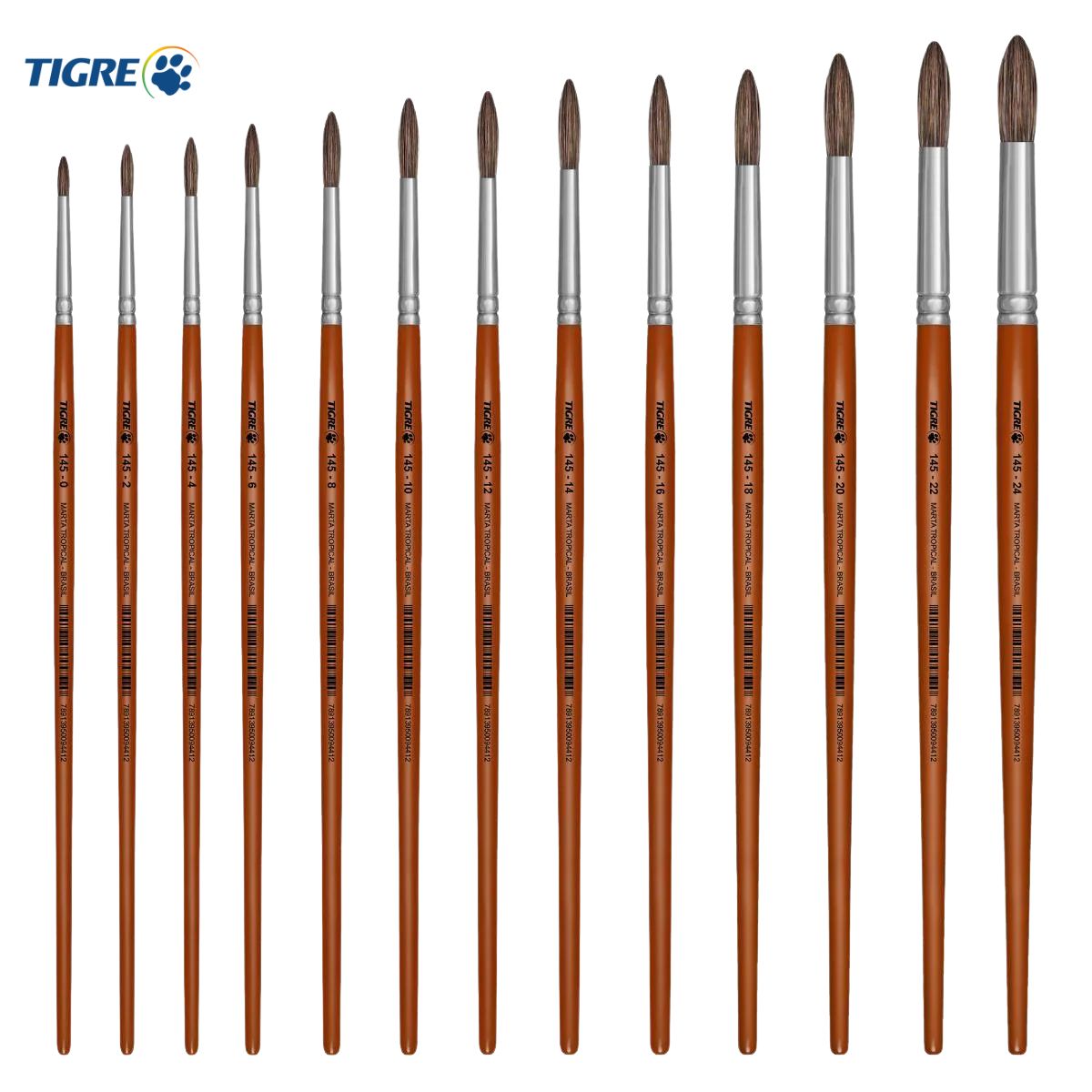 Pincel Redondo Aquarela Tigre 145 Pelo Marta
