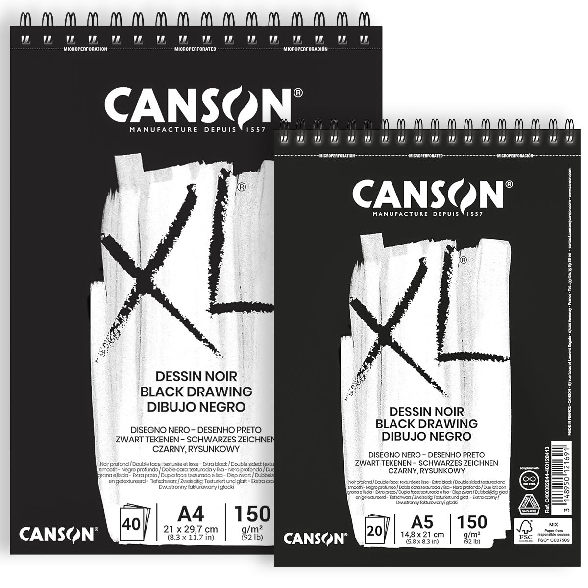 Bloco Papel Canson Xl Dessin Noir 150 g/m²