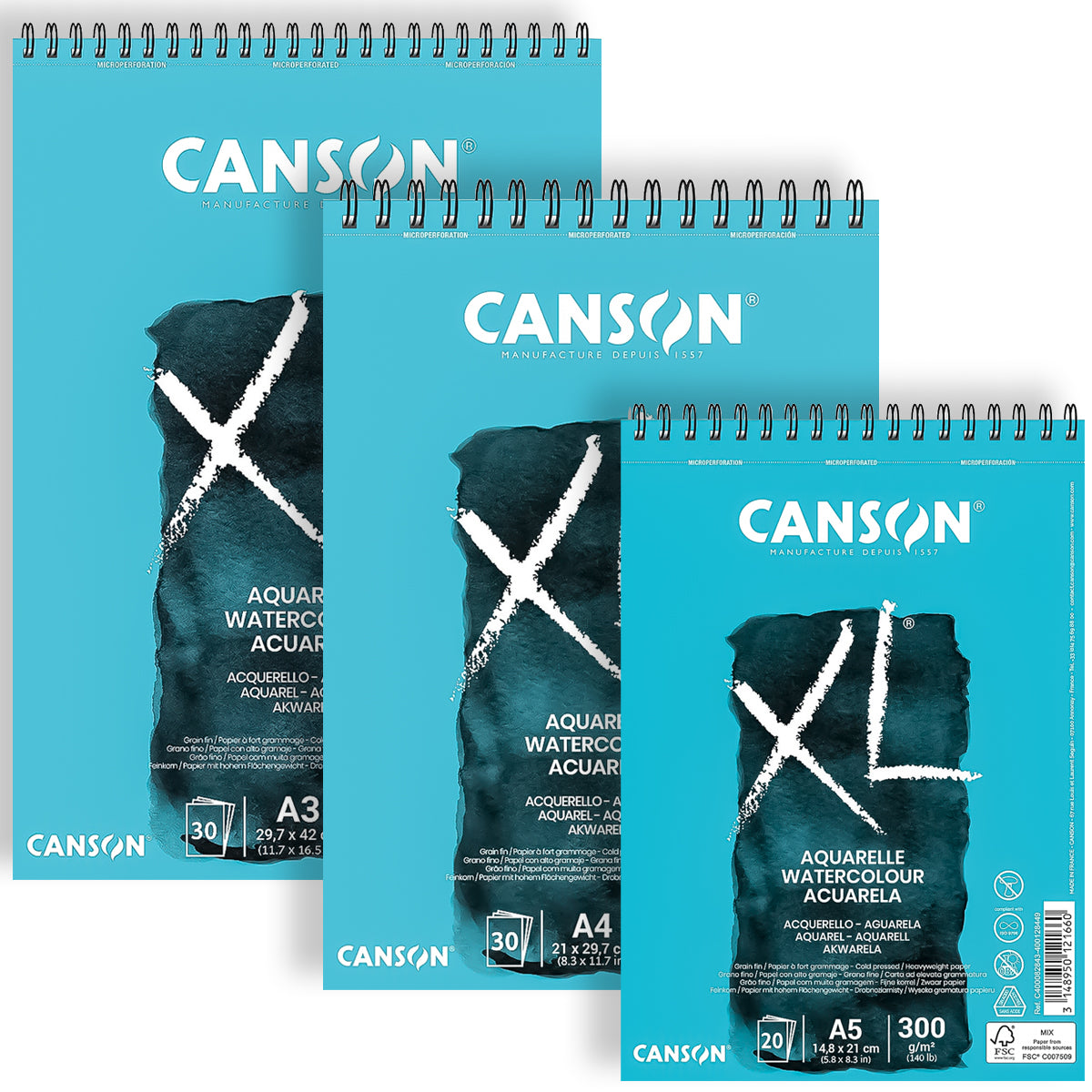 Bloco Papel Canson Xl Aquarelle 300 g/m² 