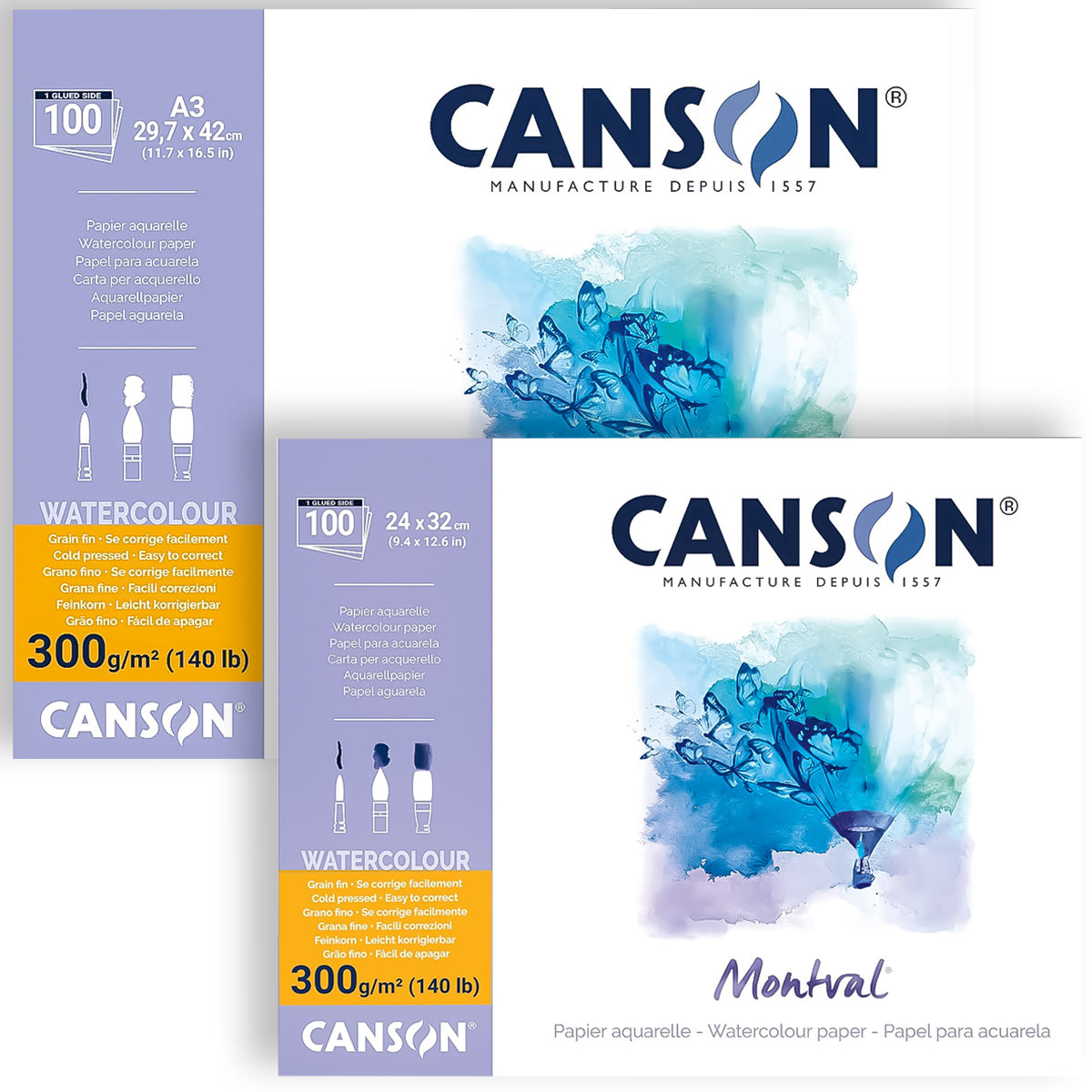 Bloco Canson Montval Aquarela 300 g/m² Jumbo 100 Folhas Branco
