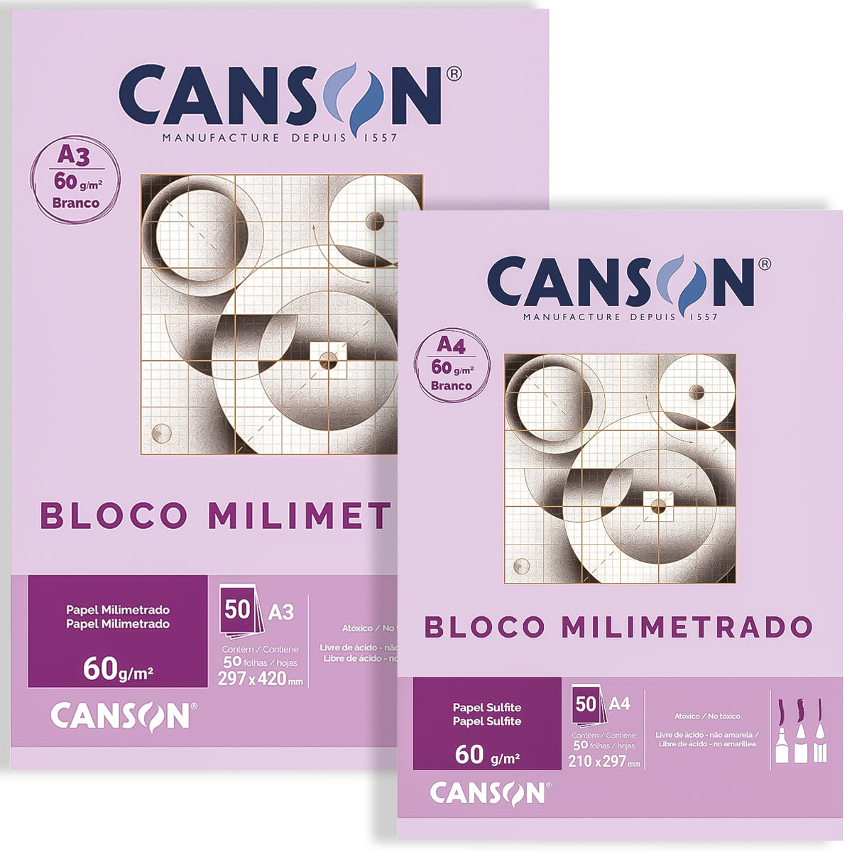 Bloco Canson Linha Técnica Milimetrado 60 g/m² 50 Folhas