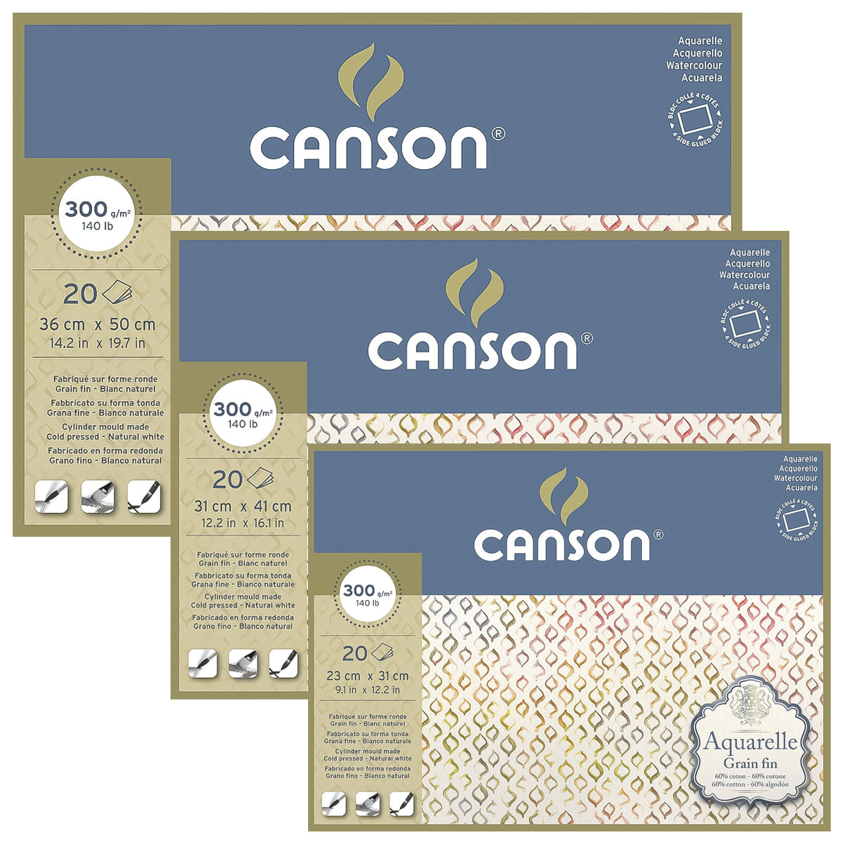 Bloco Aquarelle Canson 300 g/m² Grao Fino 20 Folhas