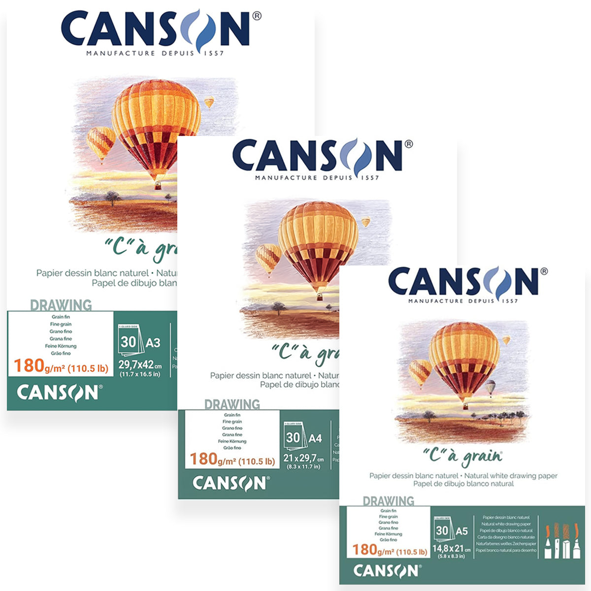 Bloco Canson C a Grain 180 G/m² 30 Folhas Branco