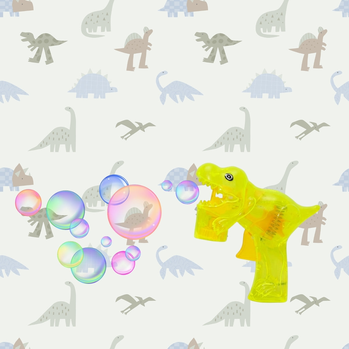 Lança Bolhas de Sabão 45 Ml Dinossauro Verde com Luz + 2 Refis - Make+