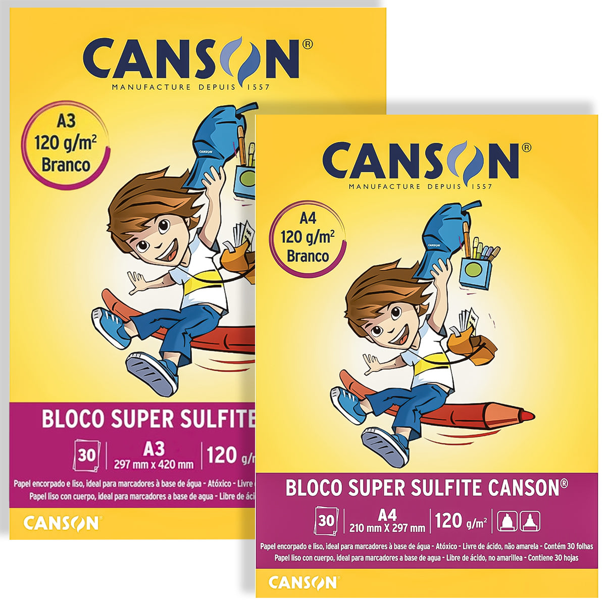Bloco Canson Linha Escolar Super Sulfite 120 g/m² 30 Folhas