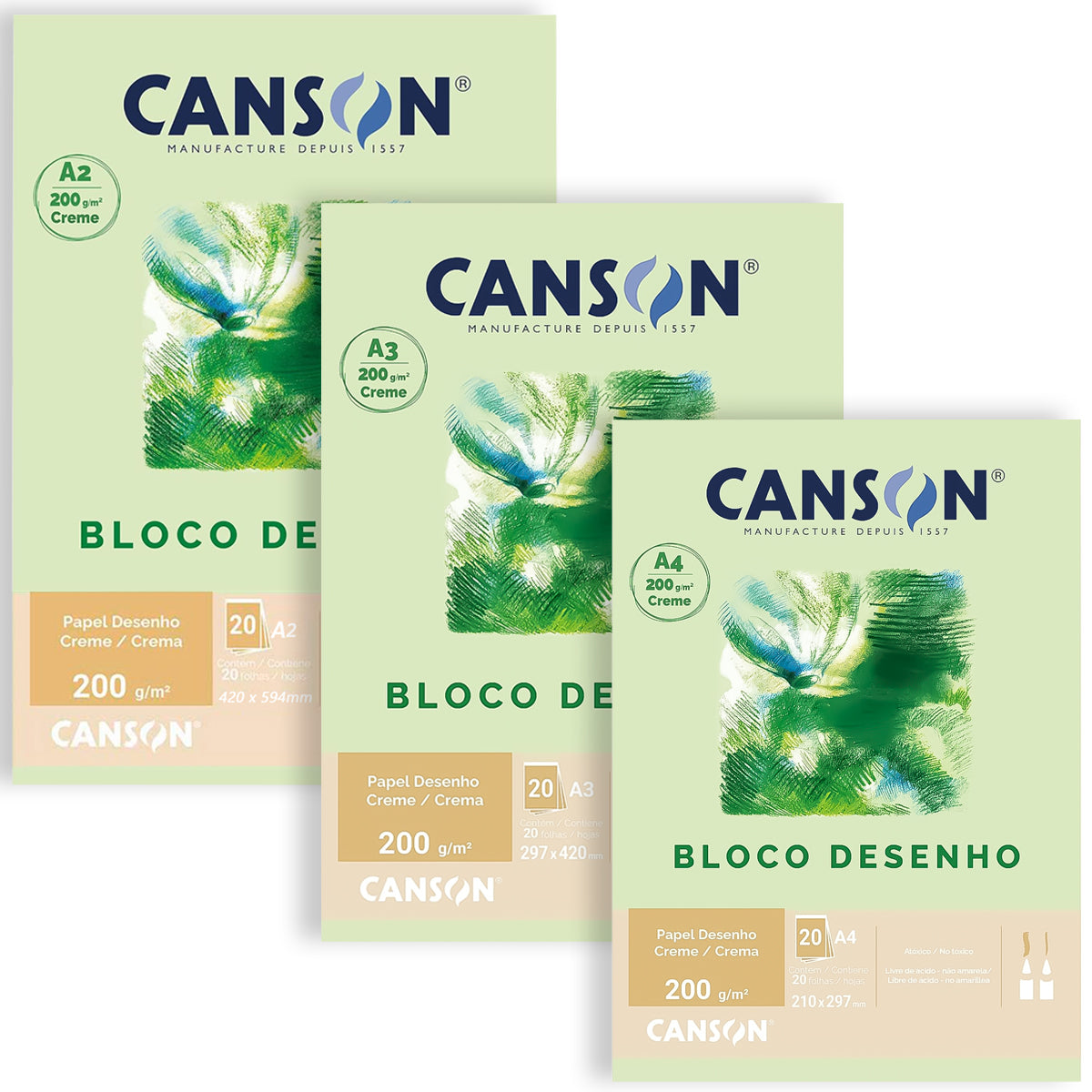 Bloco Canson Técnico Desenho 200 g/m² 20 Folhas Creme