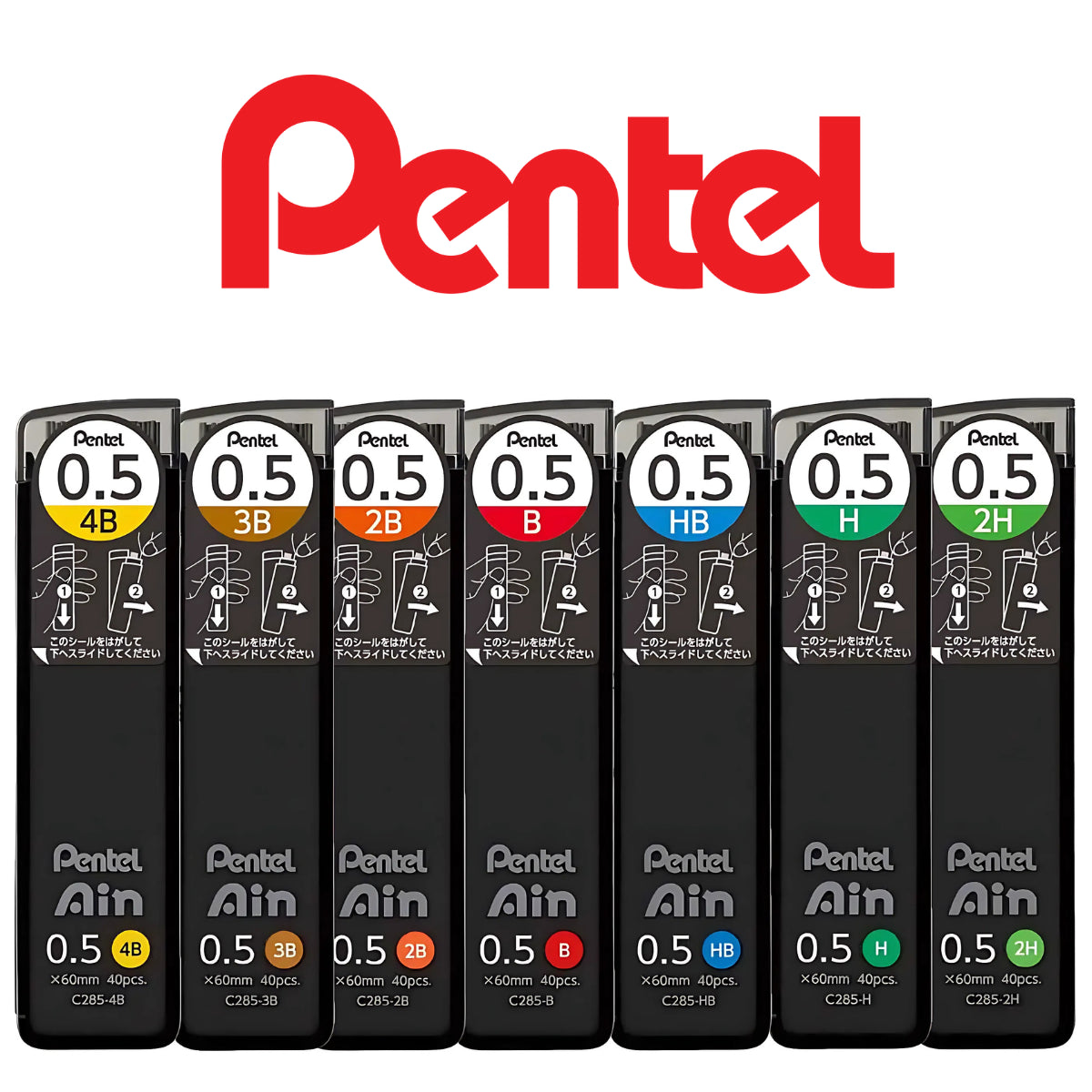Tubo Mina Grafite Ain Stein 0.5mm Pentel Com 40 Unidades