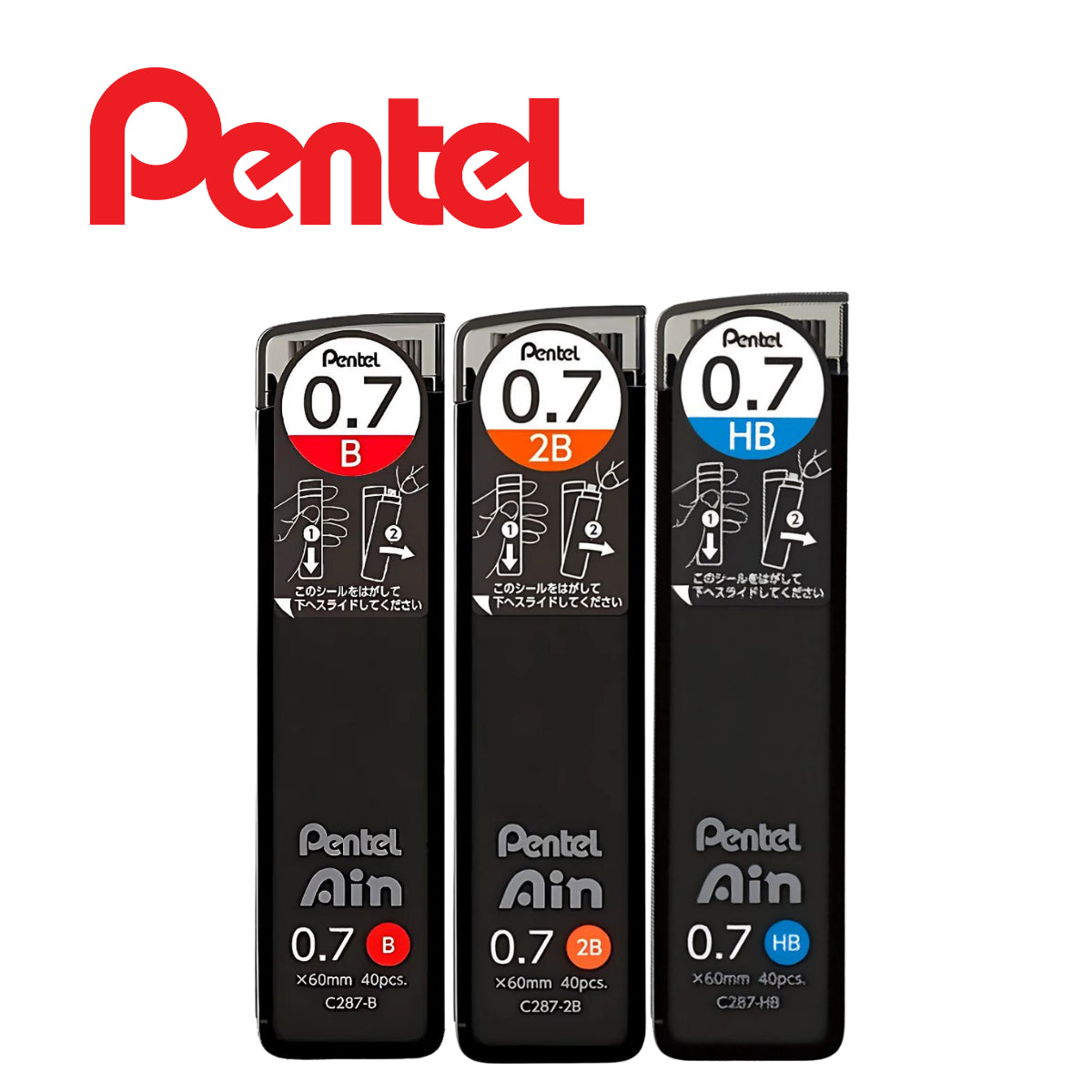 Tubo Mina Grafite Ain Stein 0.7Mm Pentel Com 40 Unidades