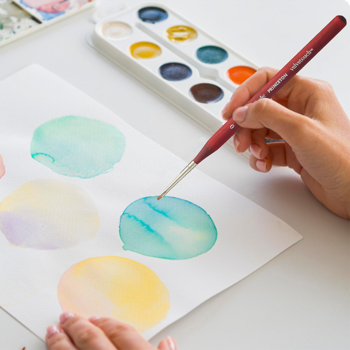 Pincel Profissional Princeton Velvetouch Sombreado Plano Curto Sintetico Mini 0