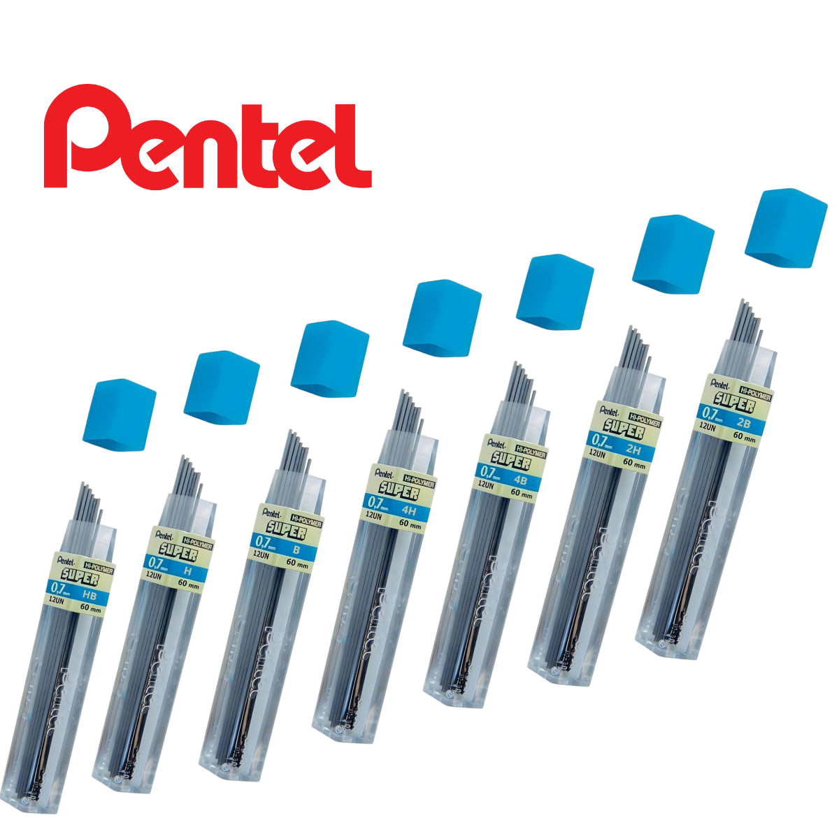Tubo Mina Grafite Pentel Hi-polymer Super Pentel 0.7mm Com 12 Unidades
