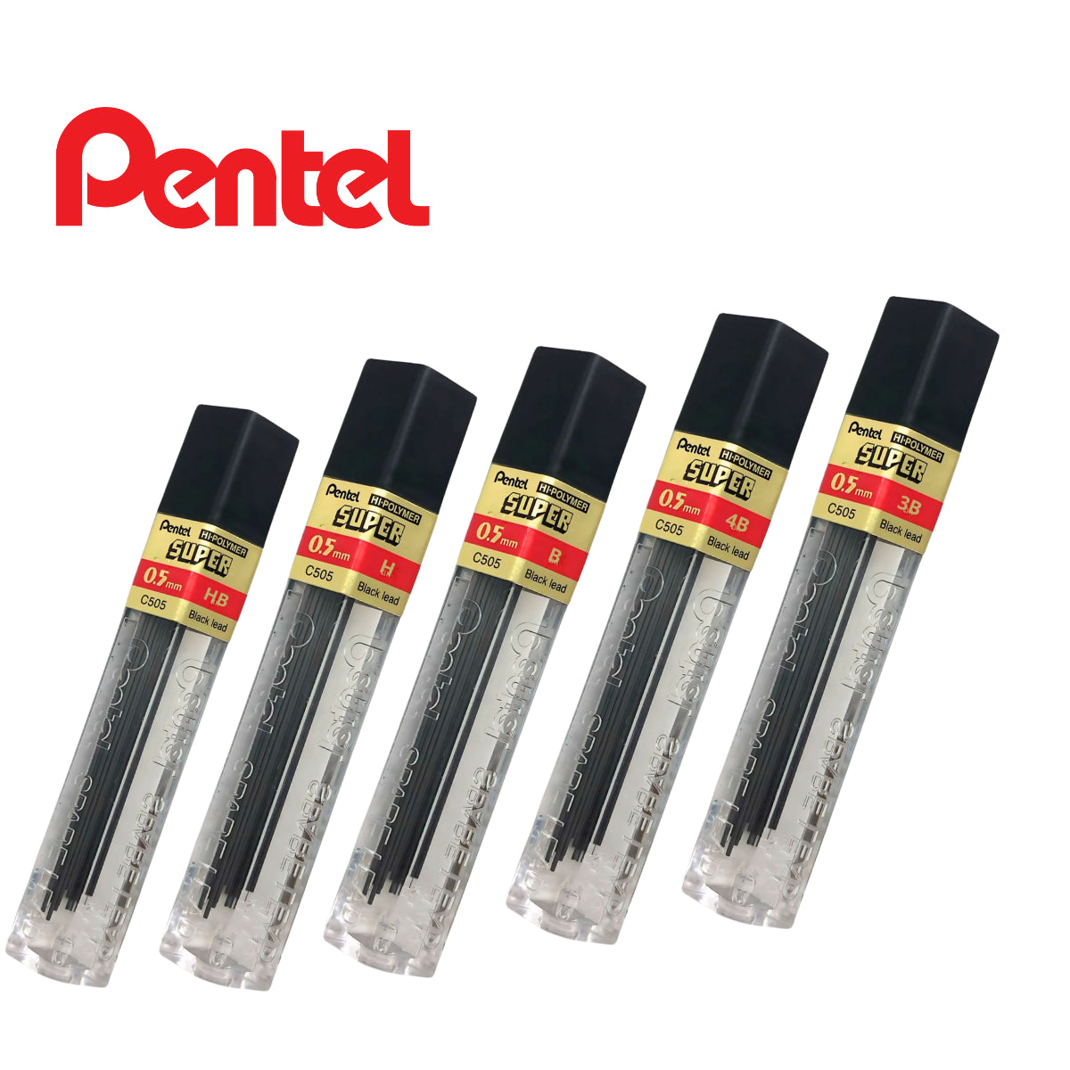 Tubo Mina Grafite Pentel Hi-polymer Super Pentel 0.5mm Com 12 Unidades