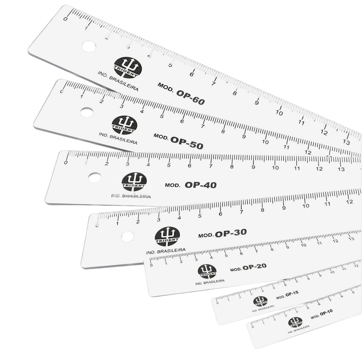 Régua em Pvc Opaca Trident Branca Op - Tamanhos de 10cm a 30cm