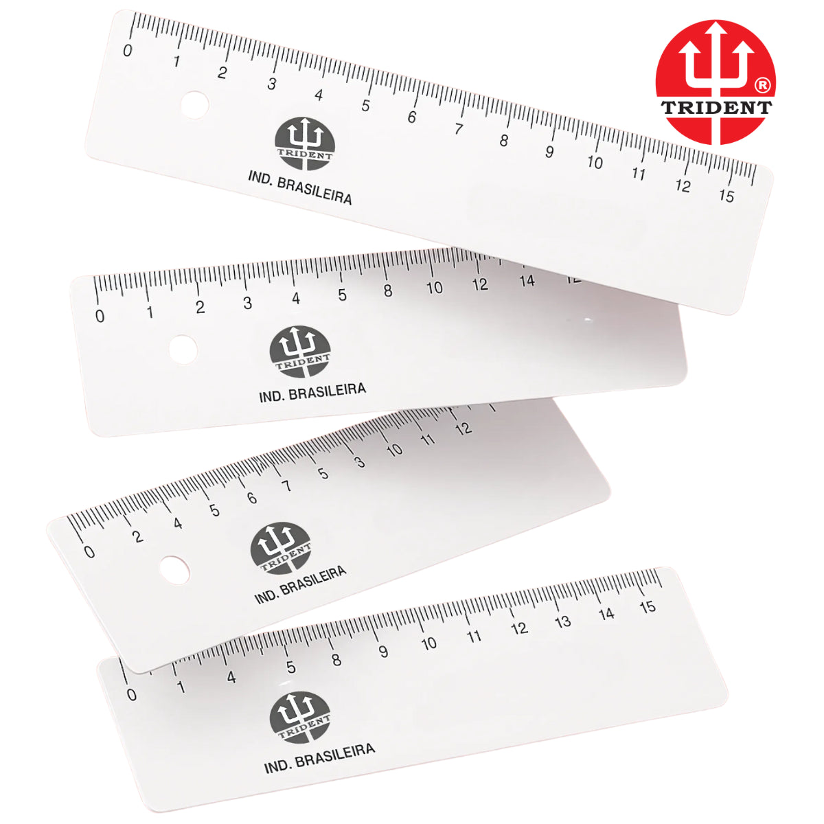 Regua em Pvc Transparente Trident - Tamanhos de 10cm a 60cm