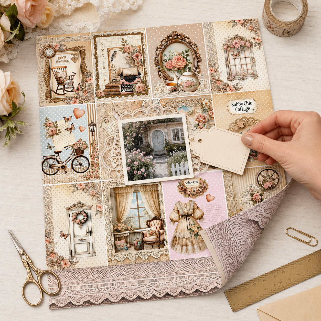 Papel para Scrapbook Dupla Face Coleção Conjunto Aconchego Retro 30,5x30,5cm para Scrapbook e Papelaria Criativa Sd-1377 - Litoarte