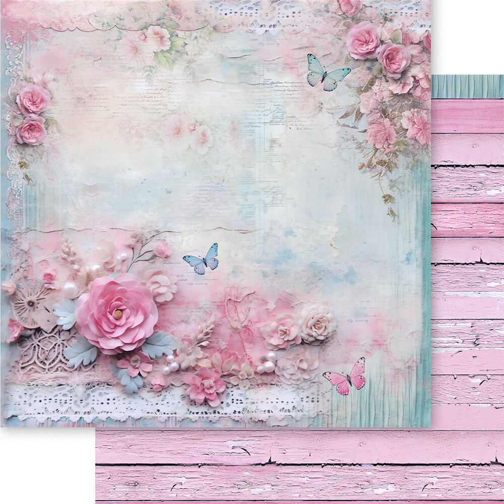 Papel para Scrapbook Dupla Face Floral de Inverno 30,5x30,5cm para Scrapbook e Papelaria Criativa Sd-1387 - Litoarte