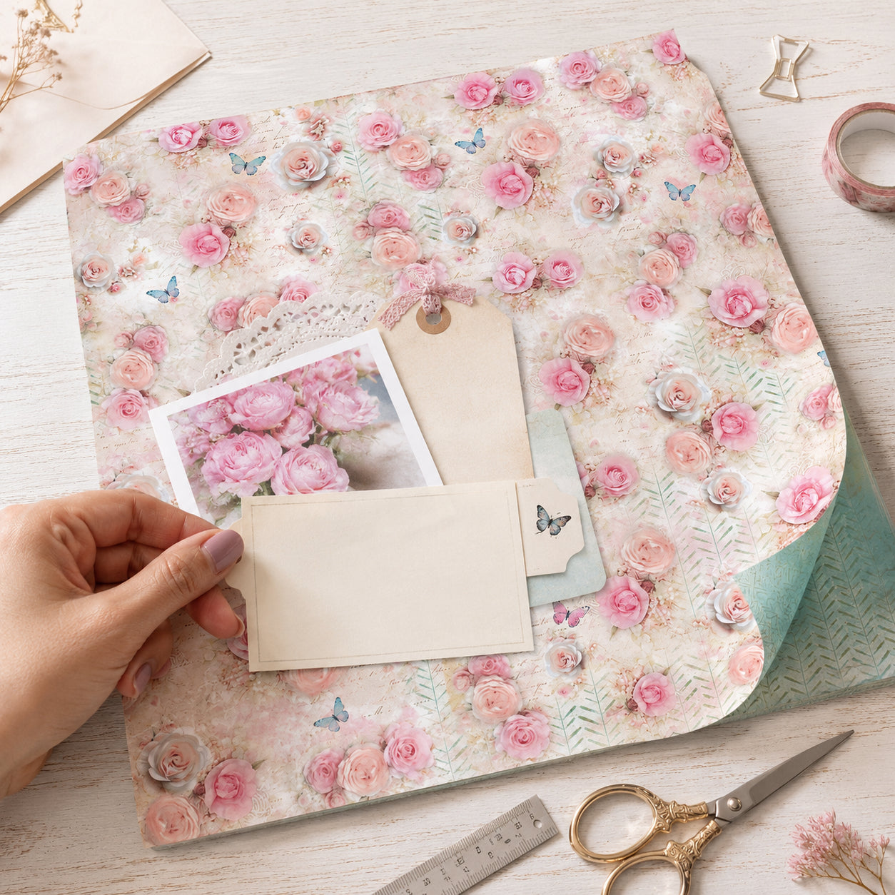 Papel para Scrapbook Dupla Face Primavera 30,5x30,5cm para Scrapbook e Papelaria Criativa Sd-1388 - Litoarte