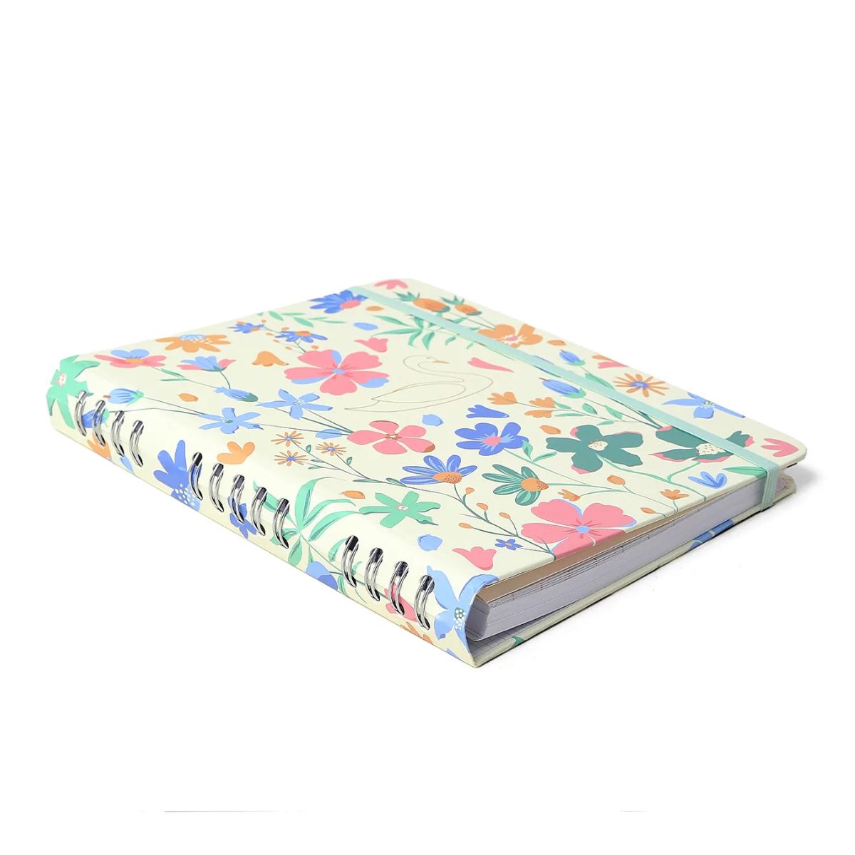 Caderno Organizador Wire-o Cicero 17x24cm 90 Folhas Cisne Floral Off White Pautado e Pontado