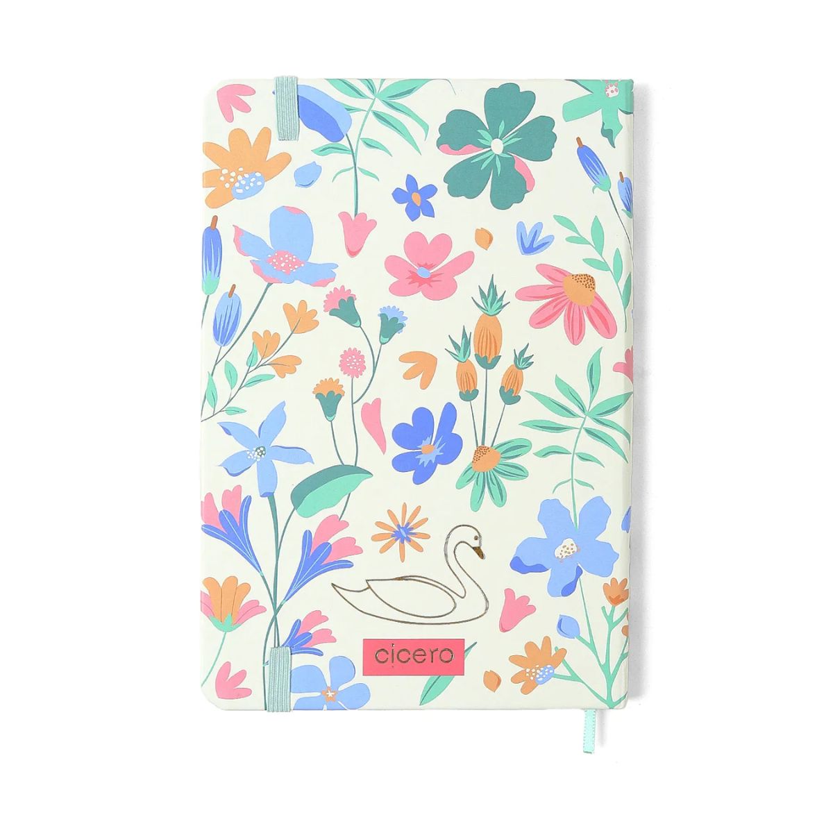 Caderneta Cicero Cisne Floral Off White Lagoa 14x21cm 160 Páginas Pontado 
