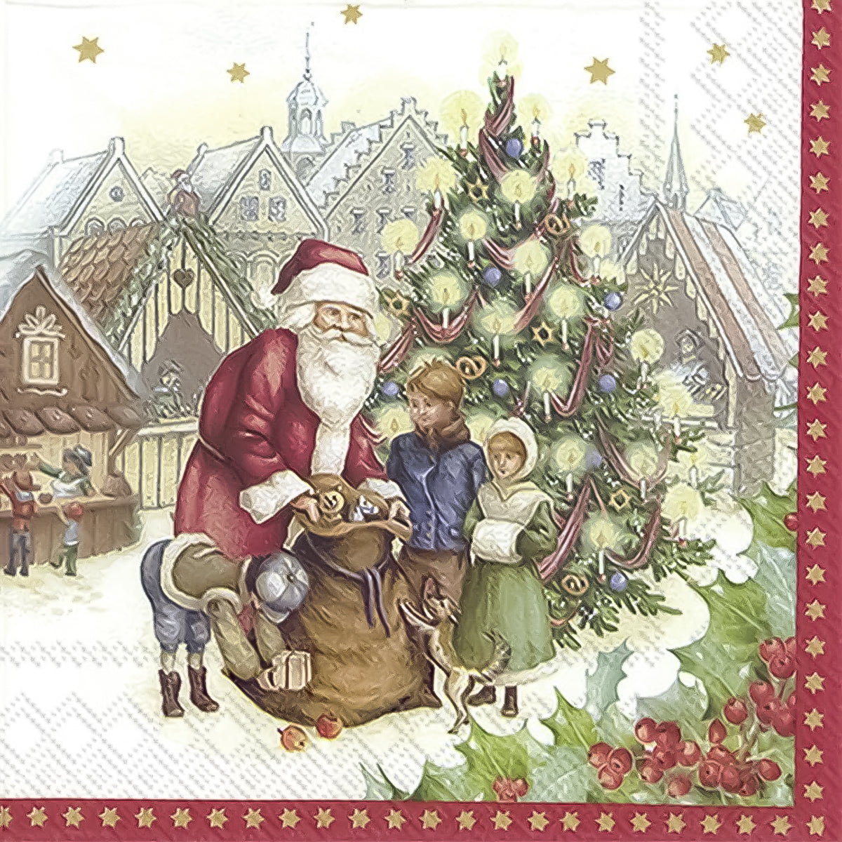 Guardanapo para Decoupage Ihr 33x33 Mercado de Natal de Brinquedos C/ 20 Unidade