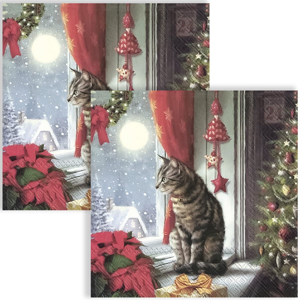 Guardanapo para Decoupage Ihr 33x33cm com 2 Unidades - Gato na Janela