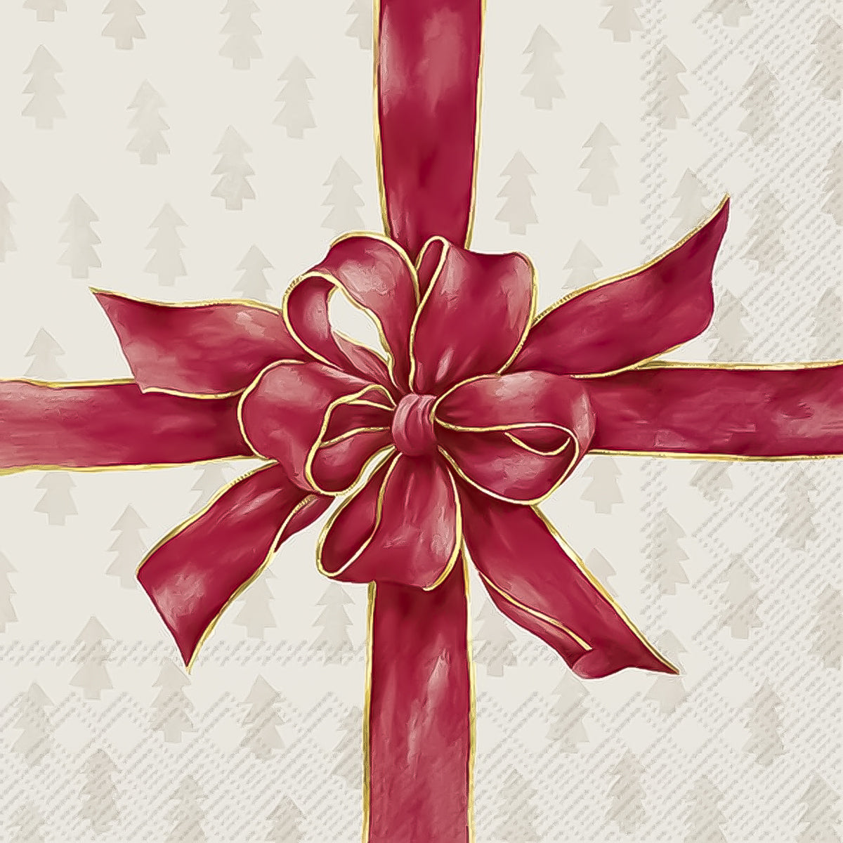 Guardanapo para Decoupage Ihr 33x33 Laço de Natal Creme Vermelho C/ 20 Unidade