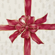 Guardanapo para Decoupage Ihr 33x33 Laço de Natal Creme Vermelho C/ 20 Unidade