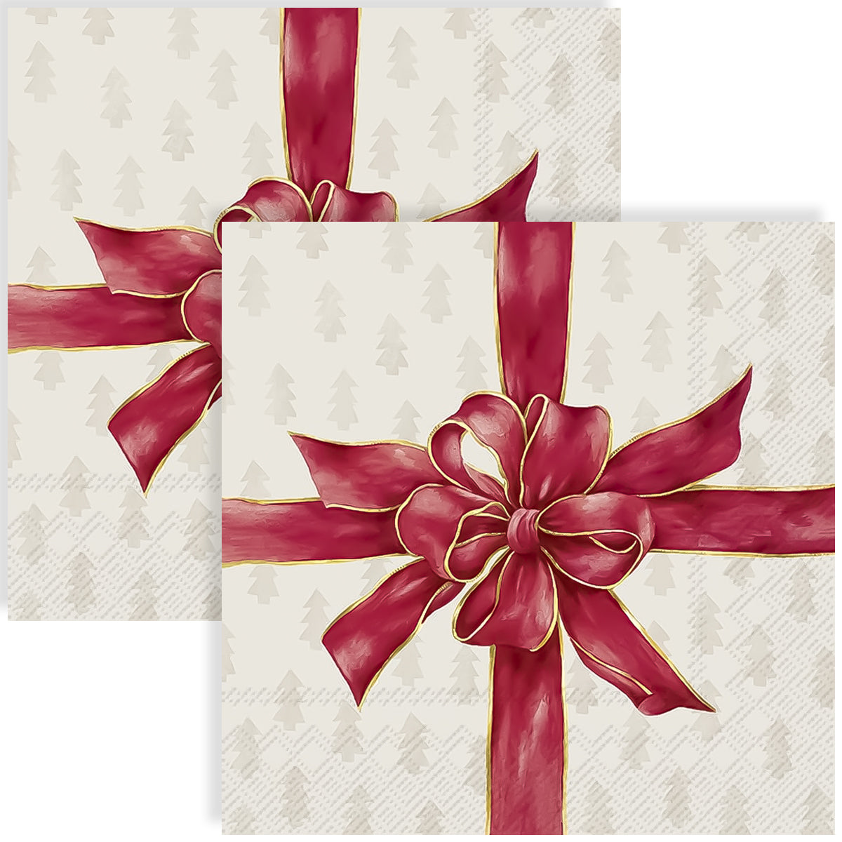 Guardanapo para Decoupage Ihr 33x33 Laço de Natal Creme Vermelho C/ 20 Unidade