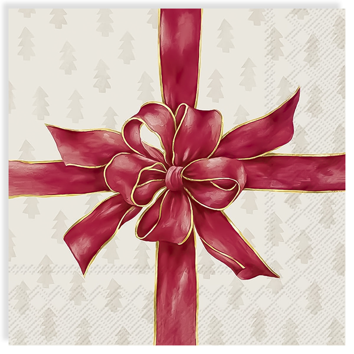 Guardanapo para Decoupage Ihr 33x33cm com 2 Unidades - Laço de Natal Creme