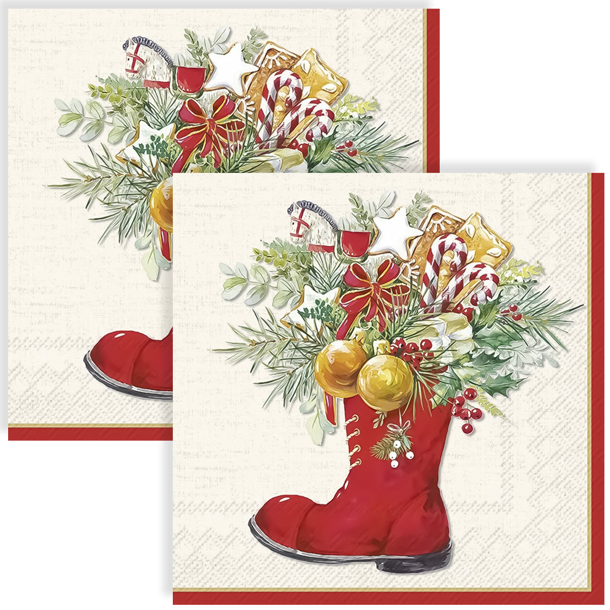 Guardanapo para Decoupage Ihr 33x33 Botas de Natal C/ 20 Unidade