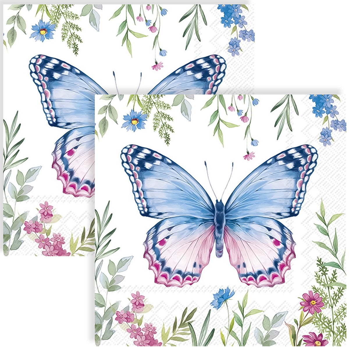 Guardanapo para Decoupage Ihr 33x33 Borboleta Azul e Rosa C/ 20 Unidade