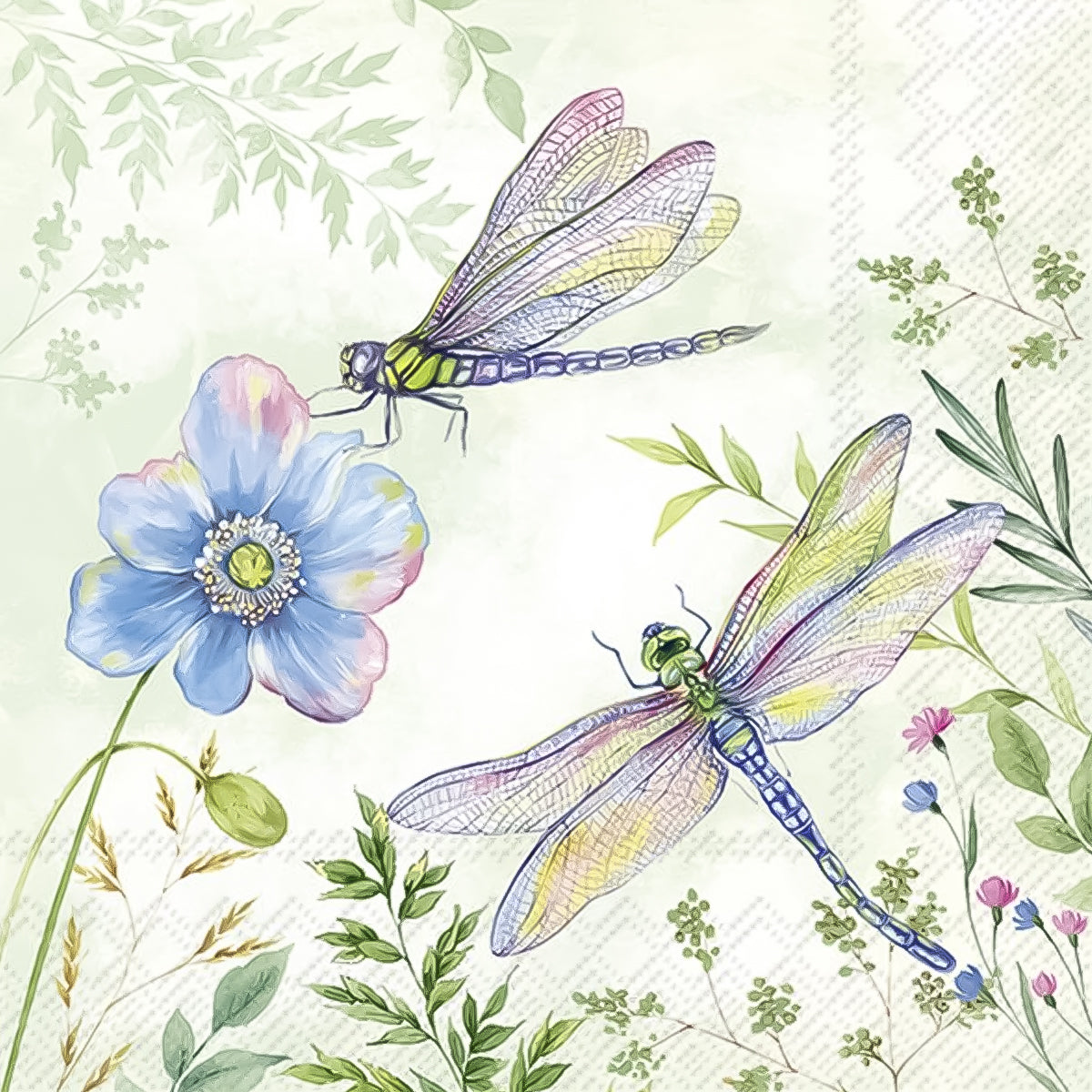 Guardanapo para Decoupage Ihr 33x33 Libelula e Flor C/ 20 Unidade