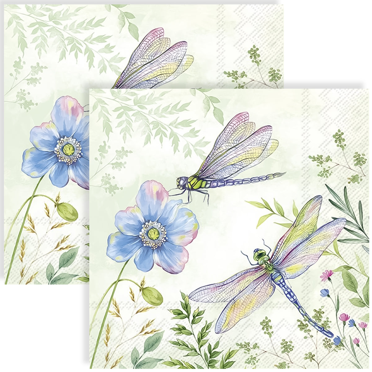 Guardanapo para Decoupage Ihr 33x33 Libelula e Flor C/ 20 Unidade