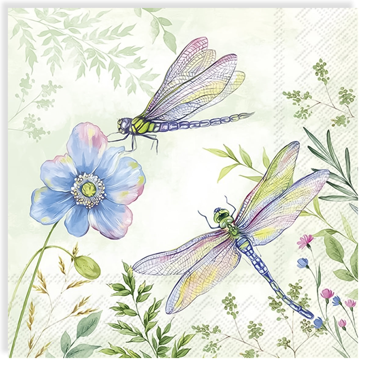 Guardanapo para Decoupage Ihr 33x33 Libelula e Flor C/ 20 Unidade