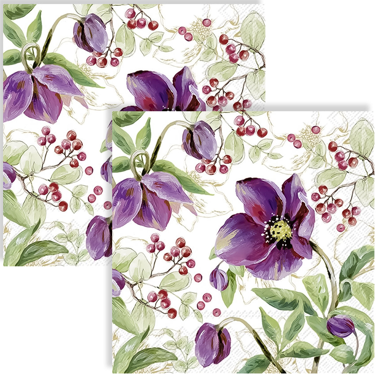 Guardanapo para Decoupage Ihr 33x33cm com 2 Unidades - Rosas Roxas