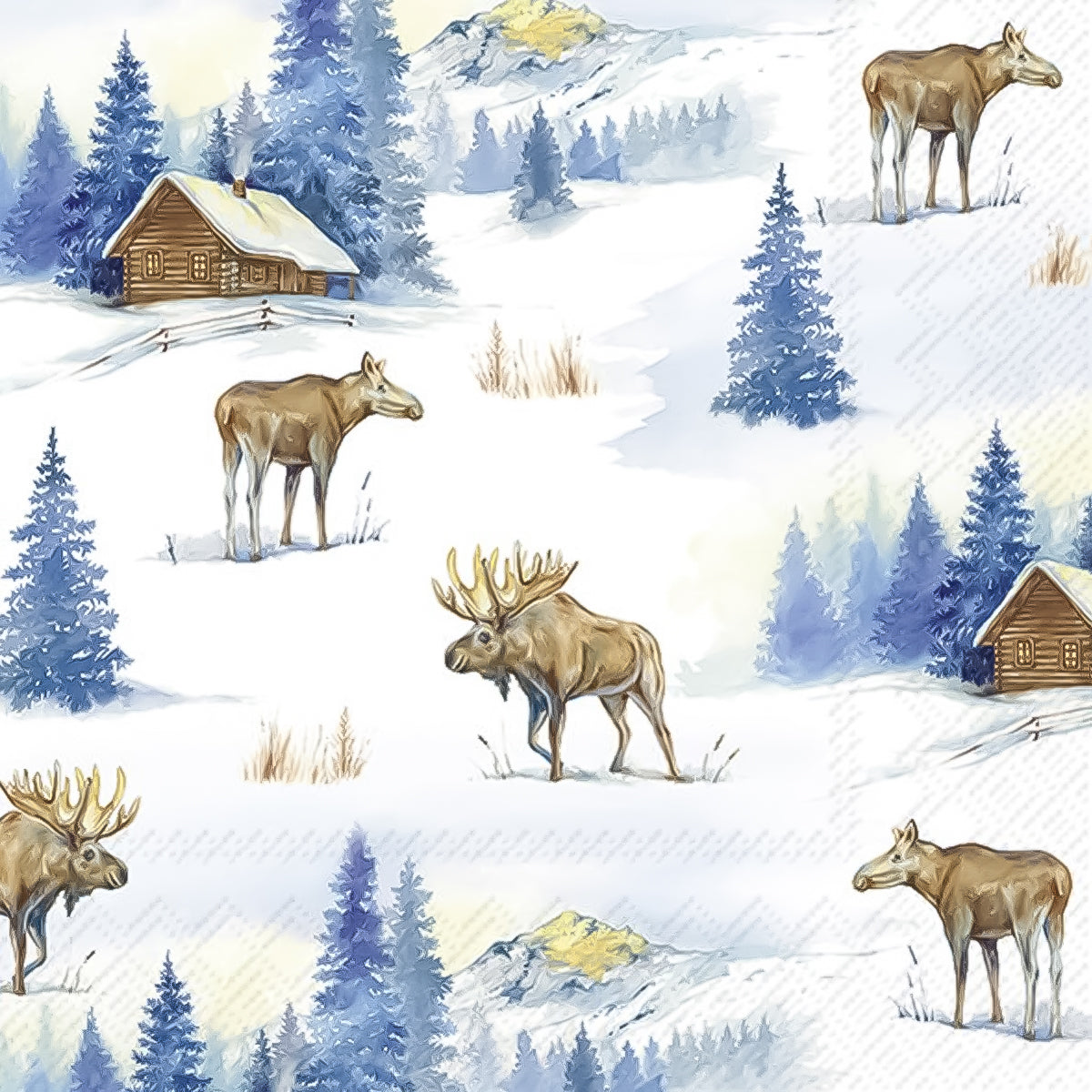 Guardanapo para Decoupage Ihr 33x33cm com 2 Unidades - Alces na Neve