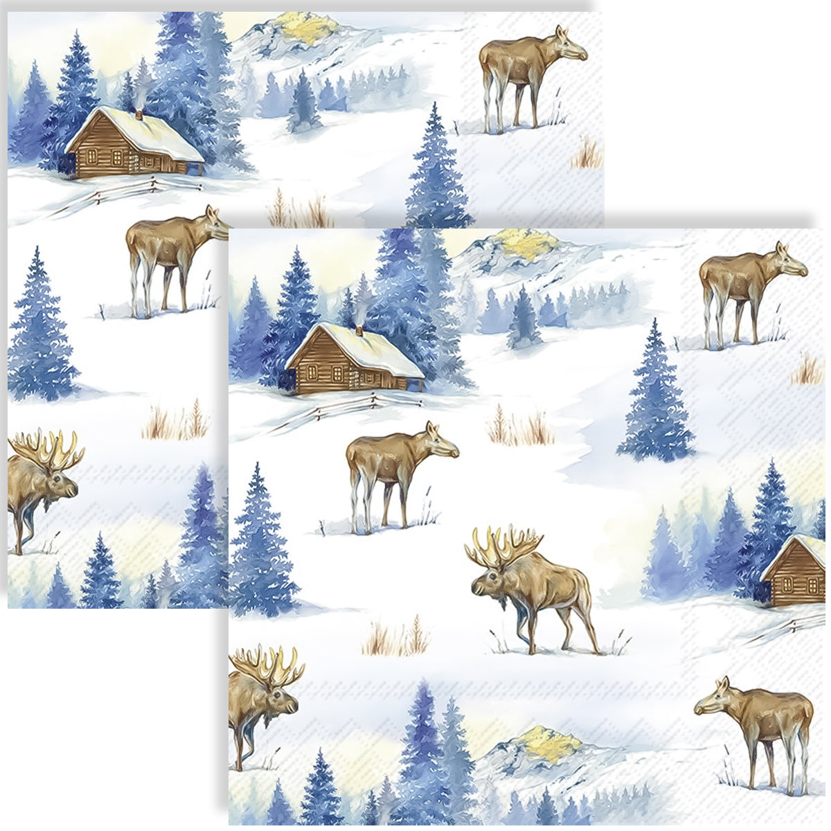 Guardanapo para Decoupage Ihr 33x33cm com 2 Unidades - Alces na Neve