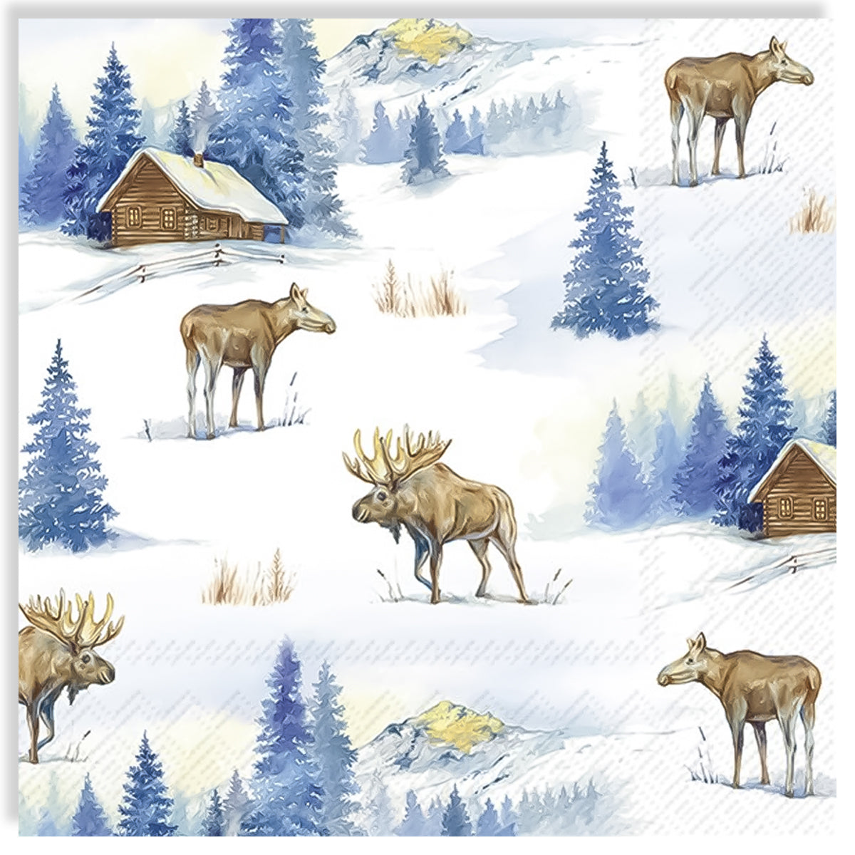 Guardanapo para Decoupage Ihr 33x33cm com 2 Unidades - Alces na Neve