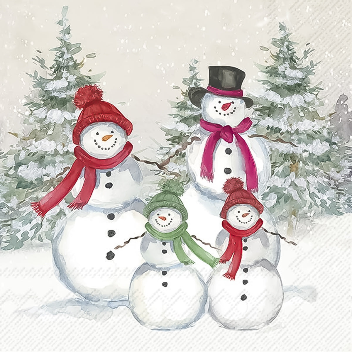 Guardanapo para Decoupage Ihr 33x33 Familia de Boneco de Neve C/ 20 Unidade